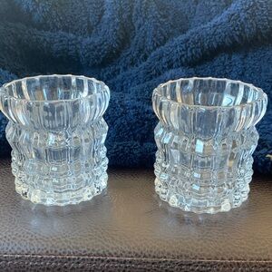 Source Unknown Clear Glass Candle Holders